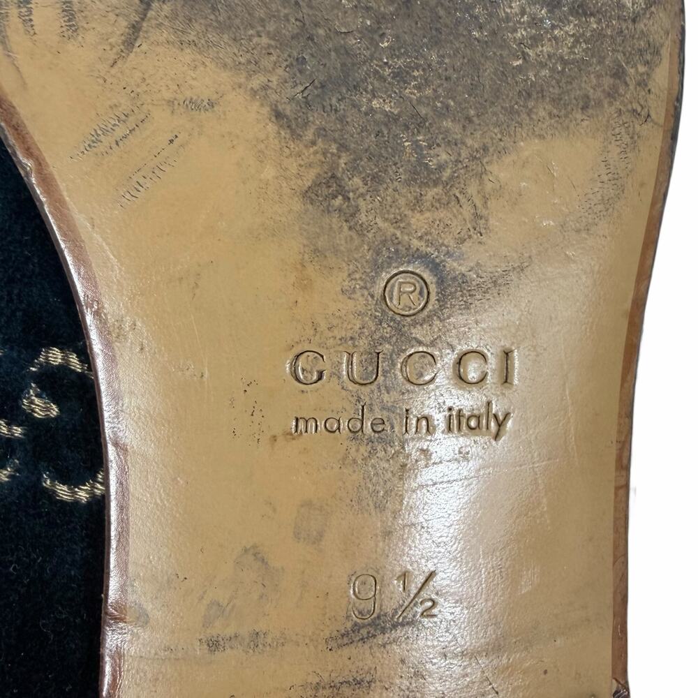 Gucci Velvet GG Monogram Horsebit Mule Loafer Quentin Blue Size 9.5 - Picture 11 of 13